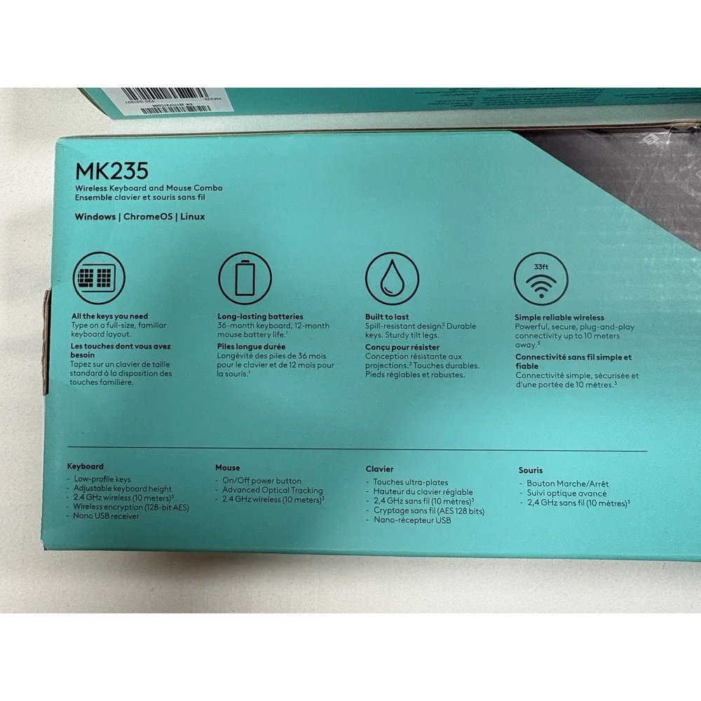 Lot of 2 Logitech MK235 Wireless Keyboard & Mouse Combo New Factory Sealed PC